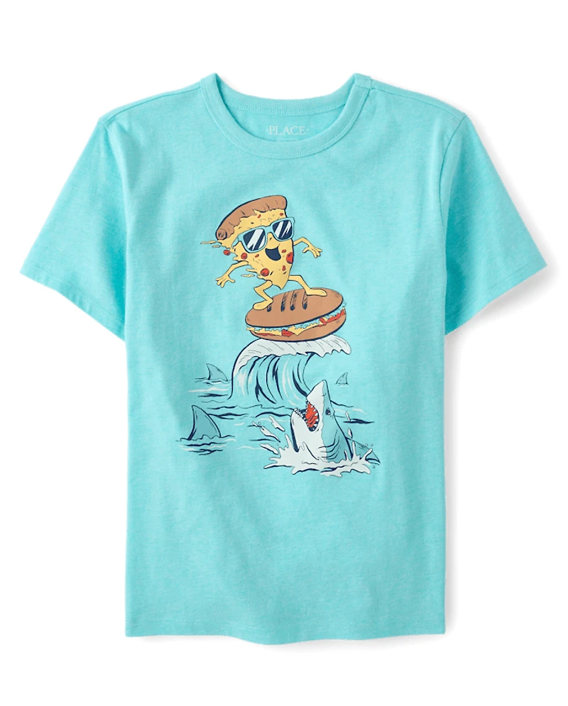 Boys Pizza Surfer Graphic Tee