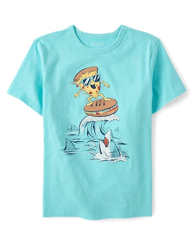 Boys Pizza Surfer Graphic Tee