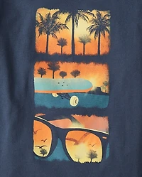 T-shirt graphique pour garçon, motif scène de plage