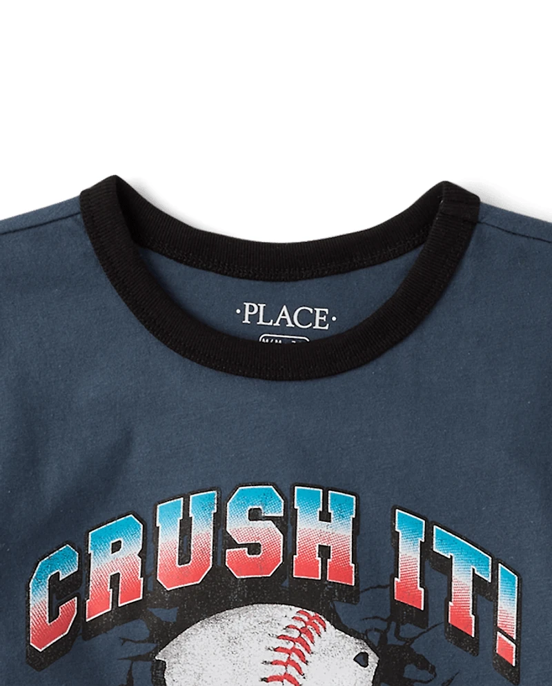 Boys Baseball Graphic Ringer Tee