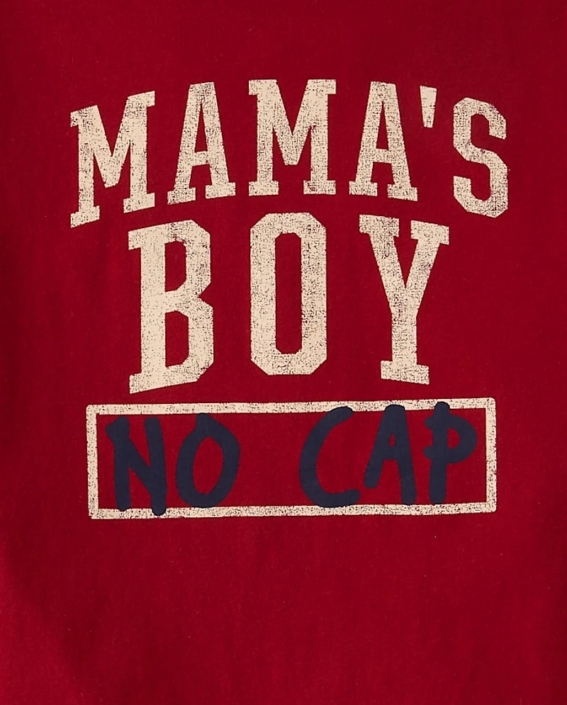 Boys Mama's Boy No Cap Graphic Ringer Tee