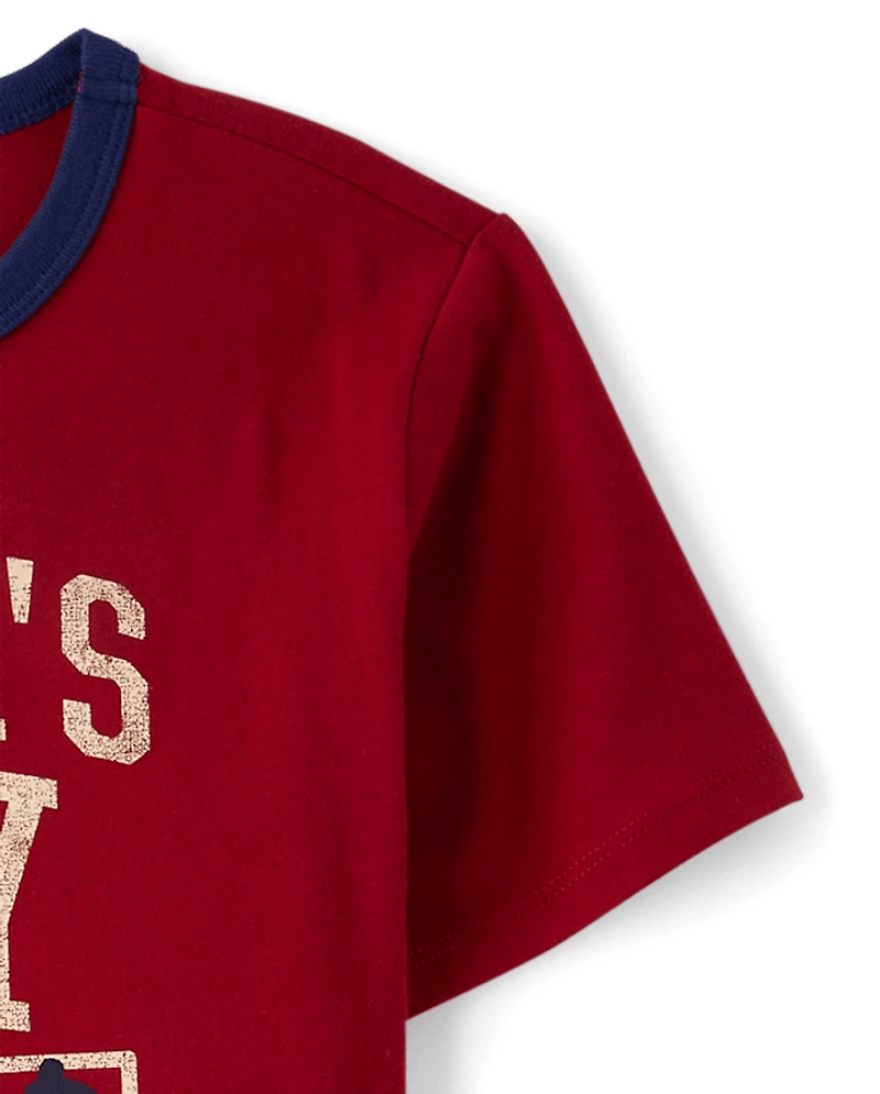 Boys Mama's Boy No Cap Graphic Ringer Tee