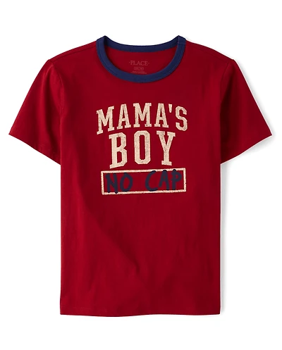 T-shirt graphique à col rond « Garçon maman » sans casquette