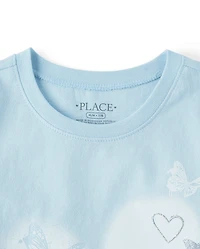 Girls Butterfly Heart  Graphic Tee