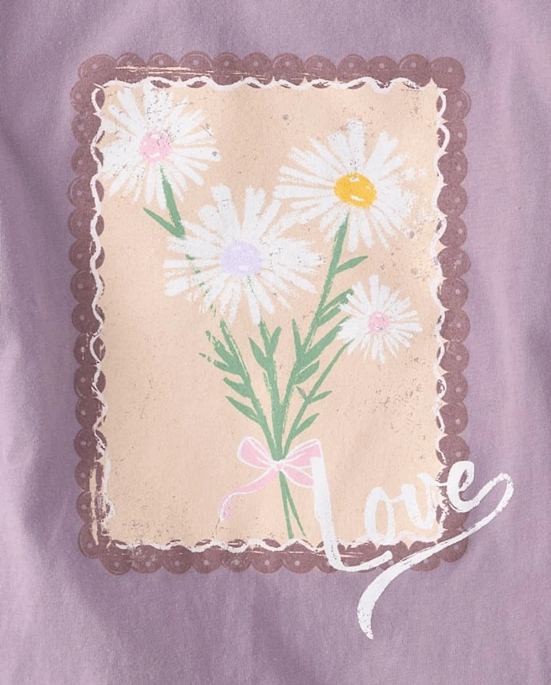 T-shirt graphique à fleurs pour filles
