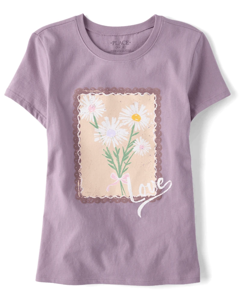 Girls Flowers Graphic Tee