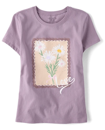 Girls Flowers Graphic Tee