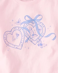 Girls Heart Locket Graphic Tee