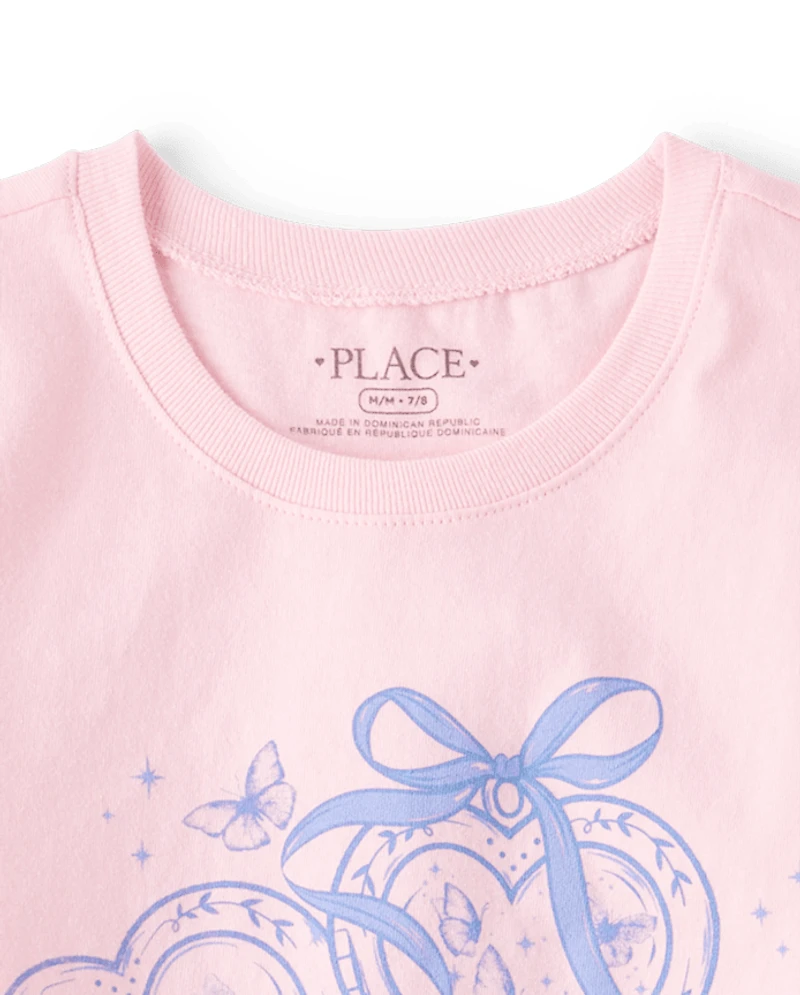 Girls Heart Locket Graphic Tee
