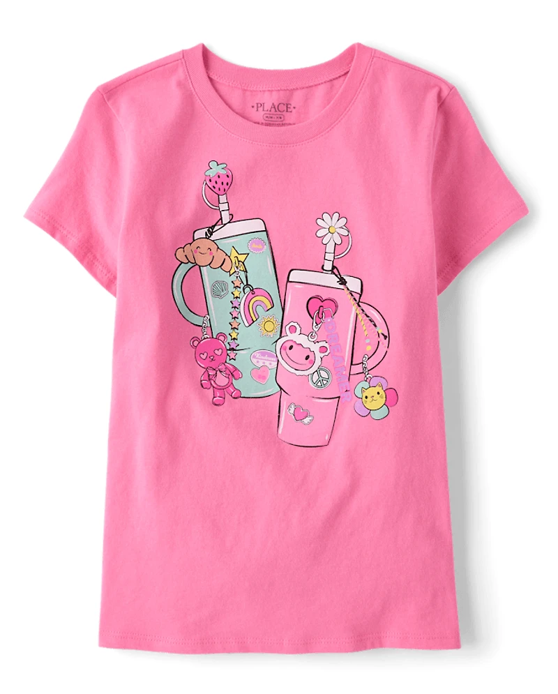 T-shirt graphique pour filles avec gourdes