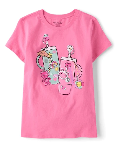 T-shirt graphique pour filles avec gourdes