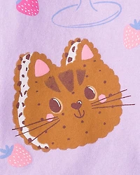 Girls Cat Ice Cream Graphic Tee