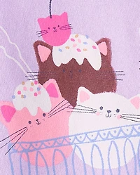 Girls Cat Ice Cream Graphic Tee