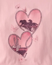 Girls Western Hearts Relaxed Cropped Graphic Tee