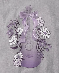 Girls Guitar Relaxed Cropped Graphic Tee