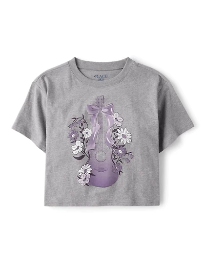 Girls Guitar Relaxed Cropped Graphic Tee