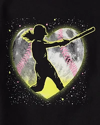 Girls Softball Relaxed Graphic Ringer Tee