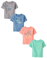 Baby And Toddler Boys Summer Graphic Tee 4-Pack