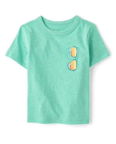 T-shirt graphique avec lunettes de soleil pour bébés et petits garçons