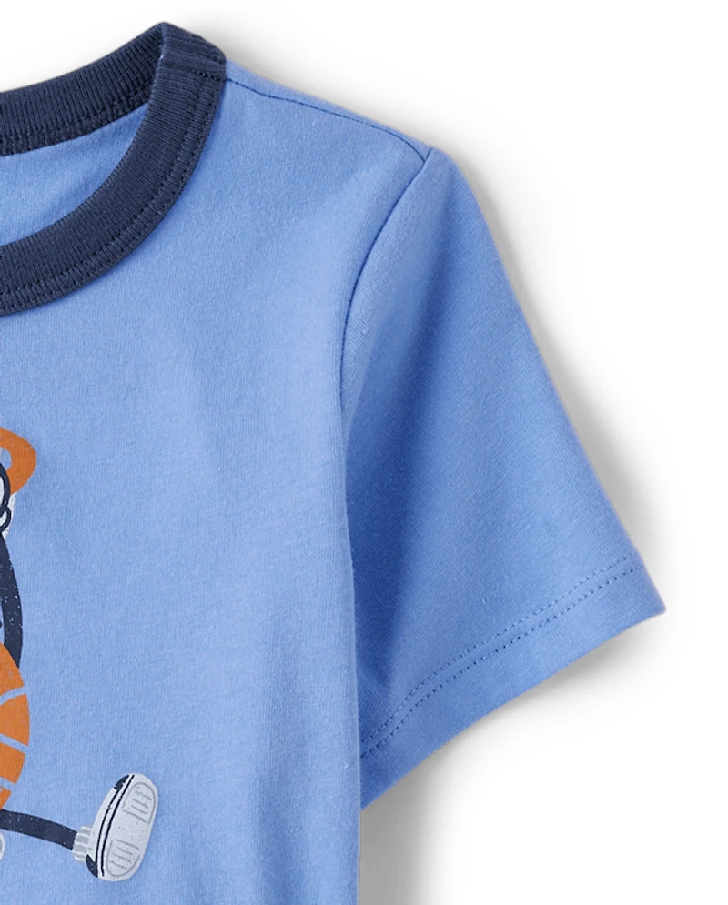 Baby And Toddler Boys Basketball  Graphic Ringer Tee