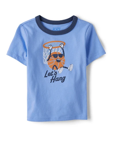 Baby And Toddler Boys Basketball  Graphic Ringer Tee
