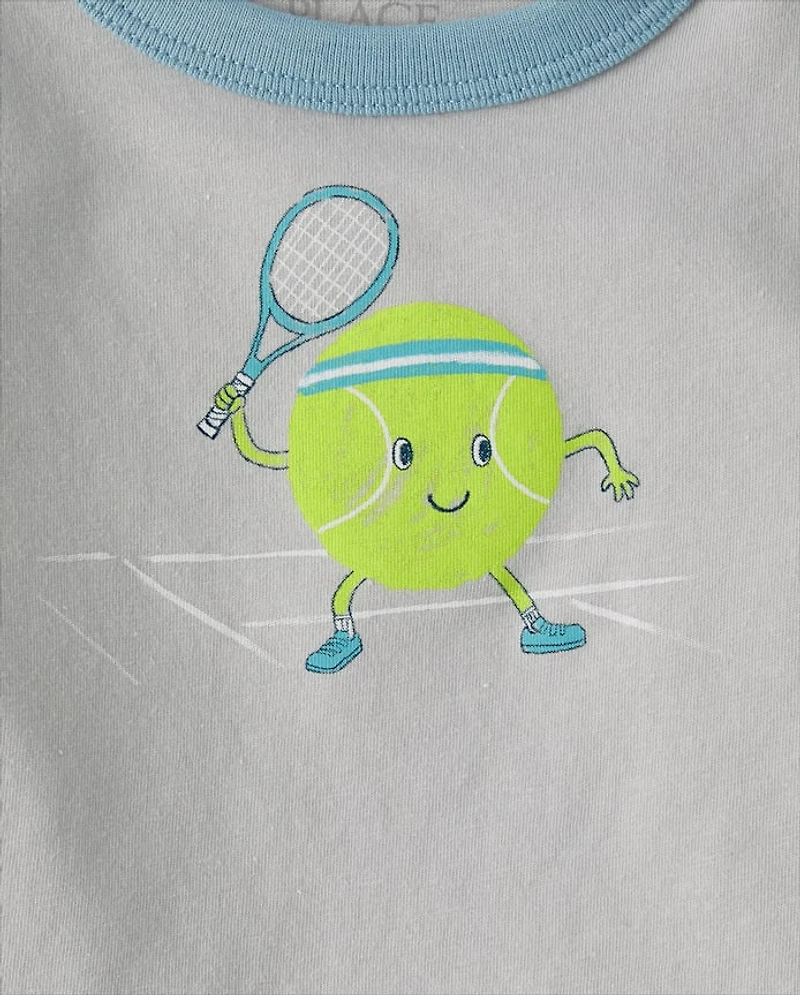 Baby And Toddler Boys Tennis Graphic Ringer Tee