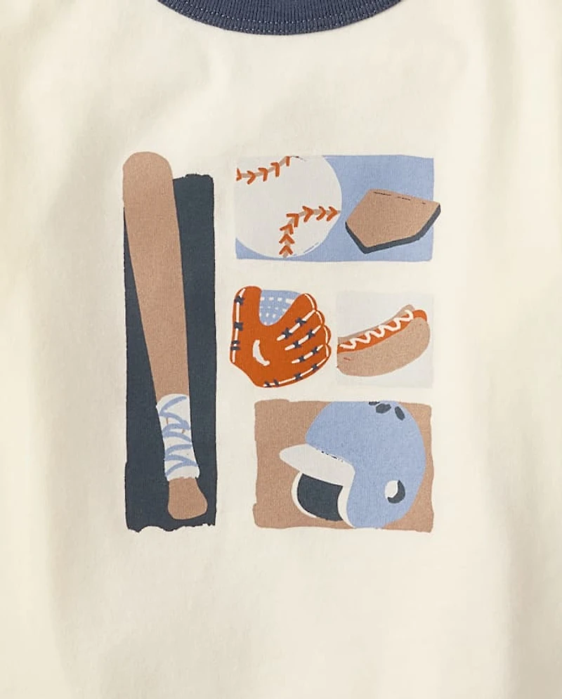 Baby And Toddler Boys Baseball  Graphic Ringer Tee