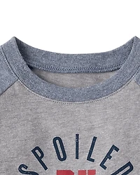 T-shirt raglan graphique chiné pour bébés et petits garçons gâtés par grand-mère