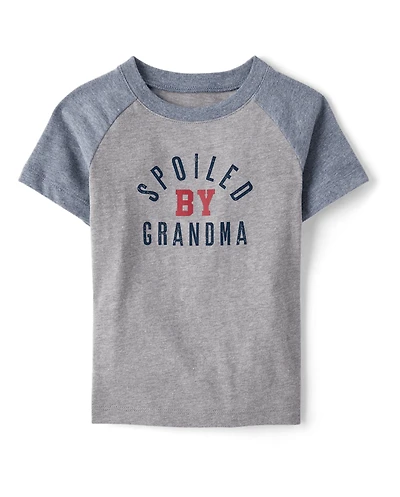 Baby And Toddler Boys Marled Spoiled By Grandma Graphic Raglan Tee