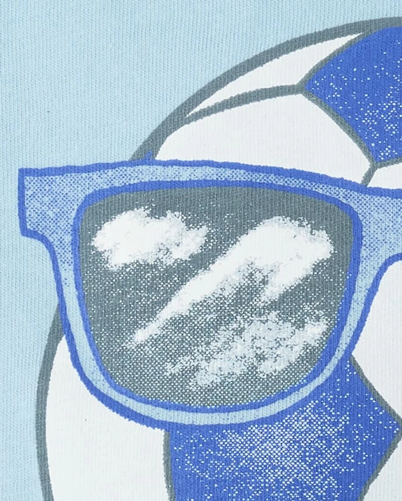 Baby And Toddler Boys Soccer Ball Sunglasses Graphic Tee