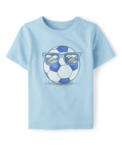T-shirt graphique avec lunettes de soleil et ballon football pour bébés petits garçons