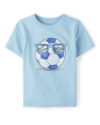 T-shirt graphique avec lunettes de soleil et ballon football pour bébés petits garçons