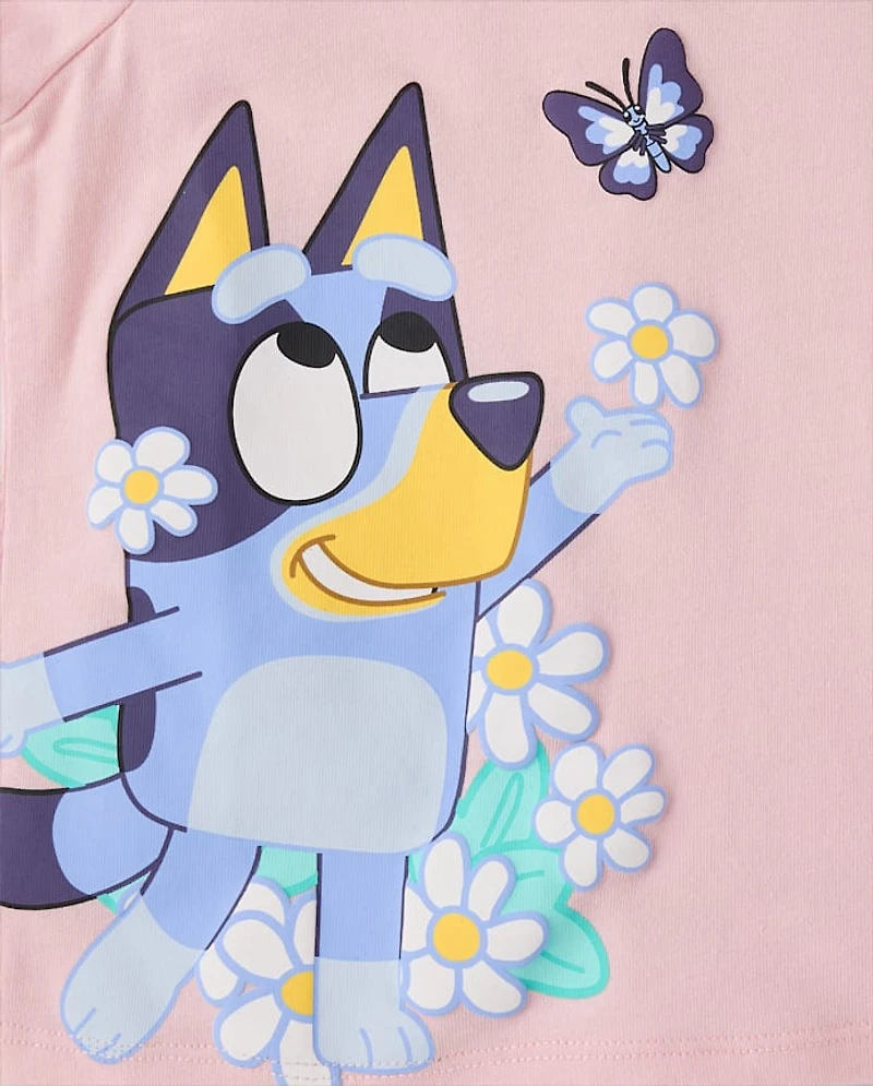 Baby And Toddler Girls Bluey™ Flowers Graphic Tee
