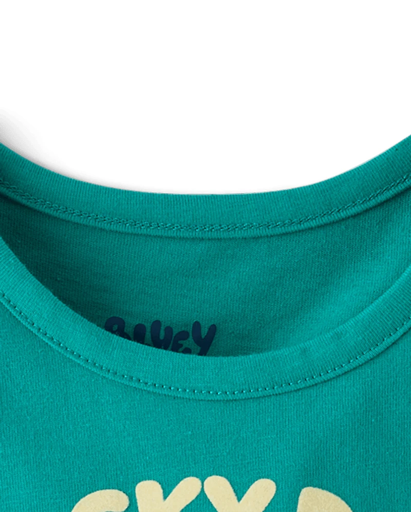 T-shirt graphique Bluey™ pour bébés et petites filles, spécial Saint-Patrick jour de chance