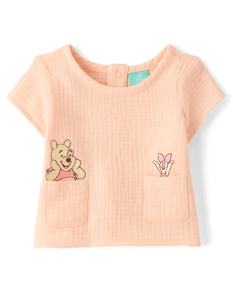 Baby Girls Winnie The Pooh™ Embroidered 3-Piece Playwear Set