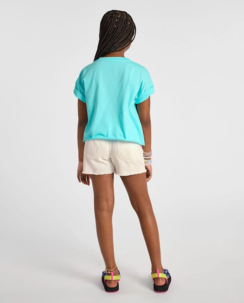 Girls Ripped Shortie Jean Shorts