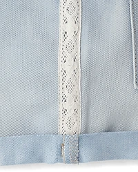 Girls Crochet Roll Cuff Shortie Jean Shorts