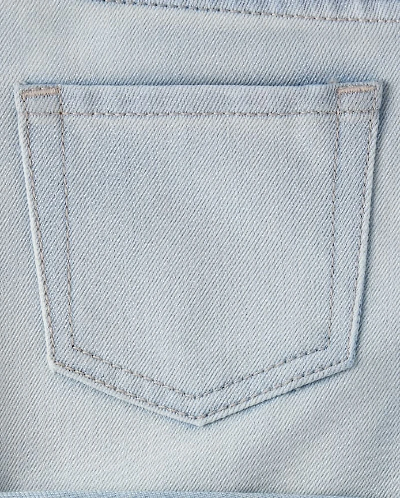 Girls Crochet Roll Cuff Shortie Jean Shorts