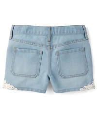 Girls Crochet Medallion Shortie Jeans Shorts