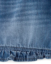 Girls Ruffle Pull On Shortie Jean Shorts