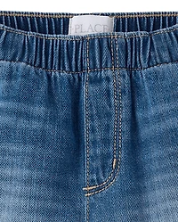 Girls Ruffle Pull On Shortie Jean Shorts