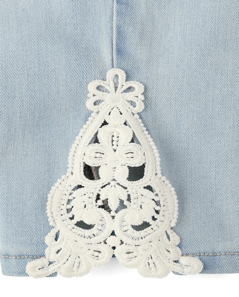 Girls Crochet Capri Jeans