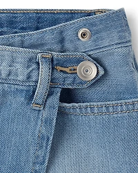 Girls Faux Wrap Denim Skort