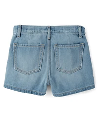 Girls Faux Wrap Denim Skort
