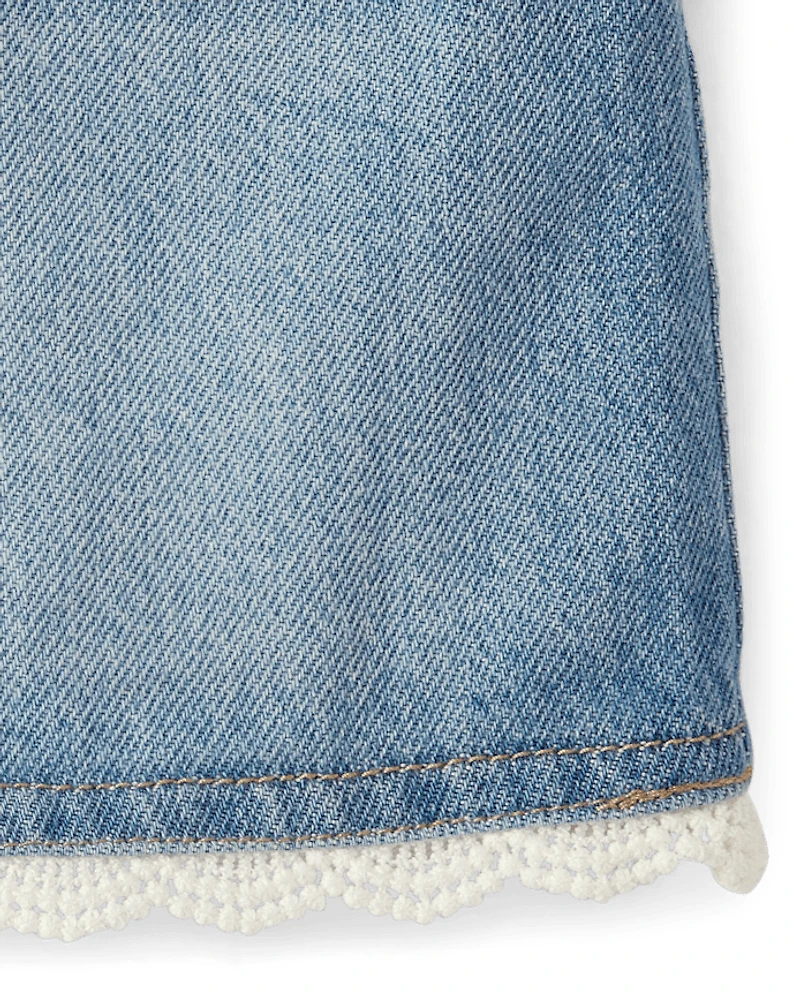 Girls Crochet Denim Skort