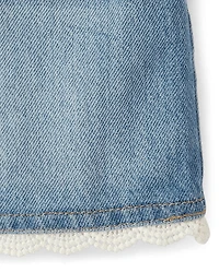 Girls Crochet Denim Skort