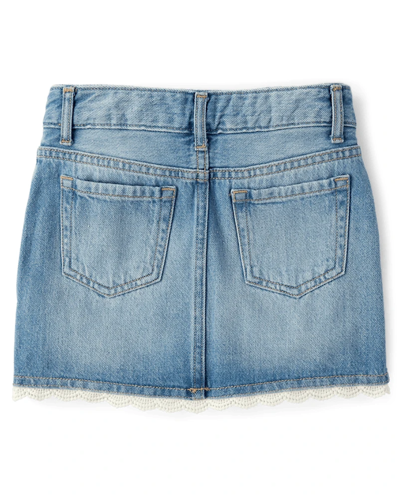 Girls Crochet Denim Skort