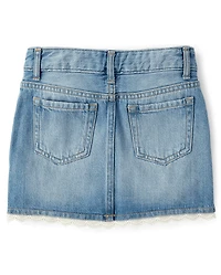 Girls Crochet Denim Skort