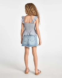 Girls Ripped Denim Skort