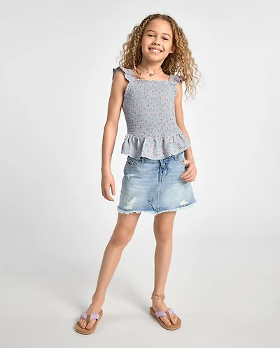 Girls Ripped Denim Skort